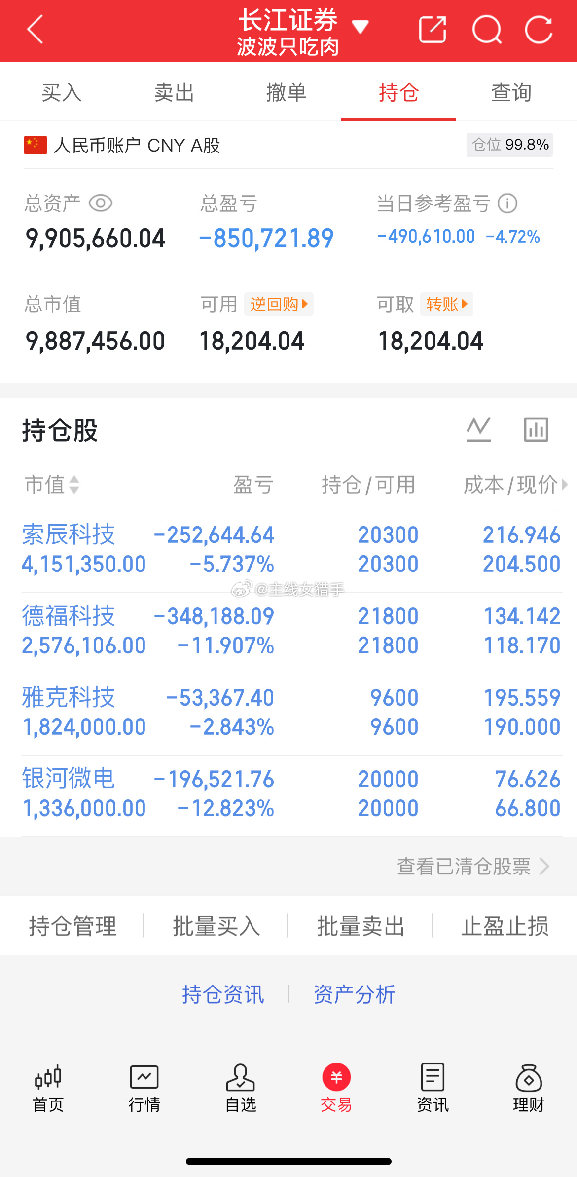 家人们今天没变动，晚安了，个人记录不构成投资建议