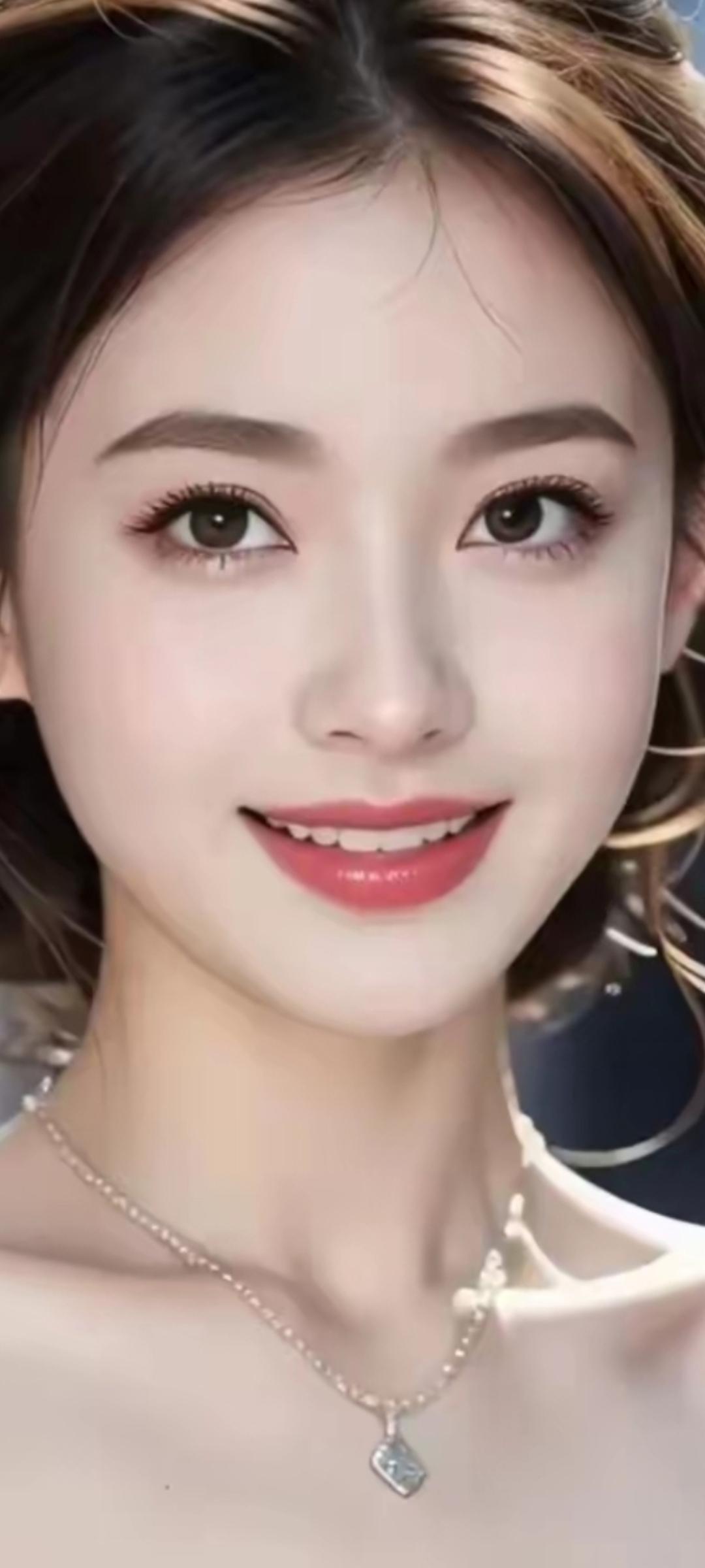 甜美笑容，温柔眼眸，闪耀的项链，少女心满满！💖✨