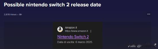 据Reddit论坛网友消息，意大利亚马逊公司似乎意外泄露了任天堂Switch 2