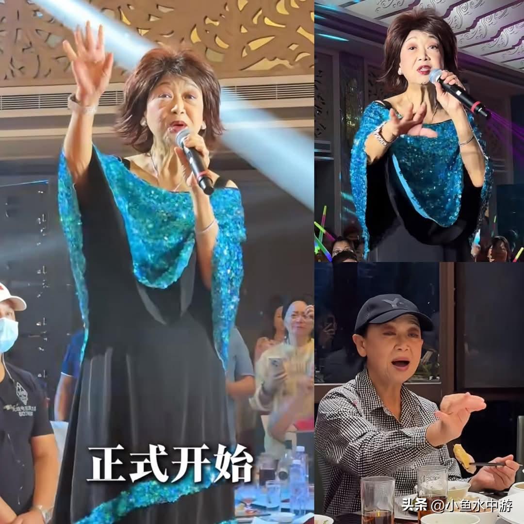 中国香港艺人朱咪咪在东莞酒楼演唱 ，朱咪咪看起来瘦了很多。