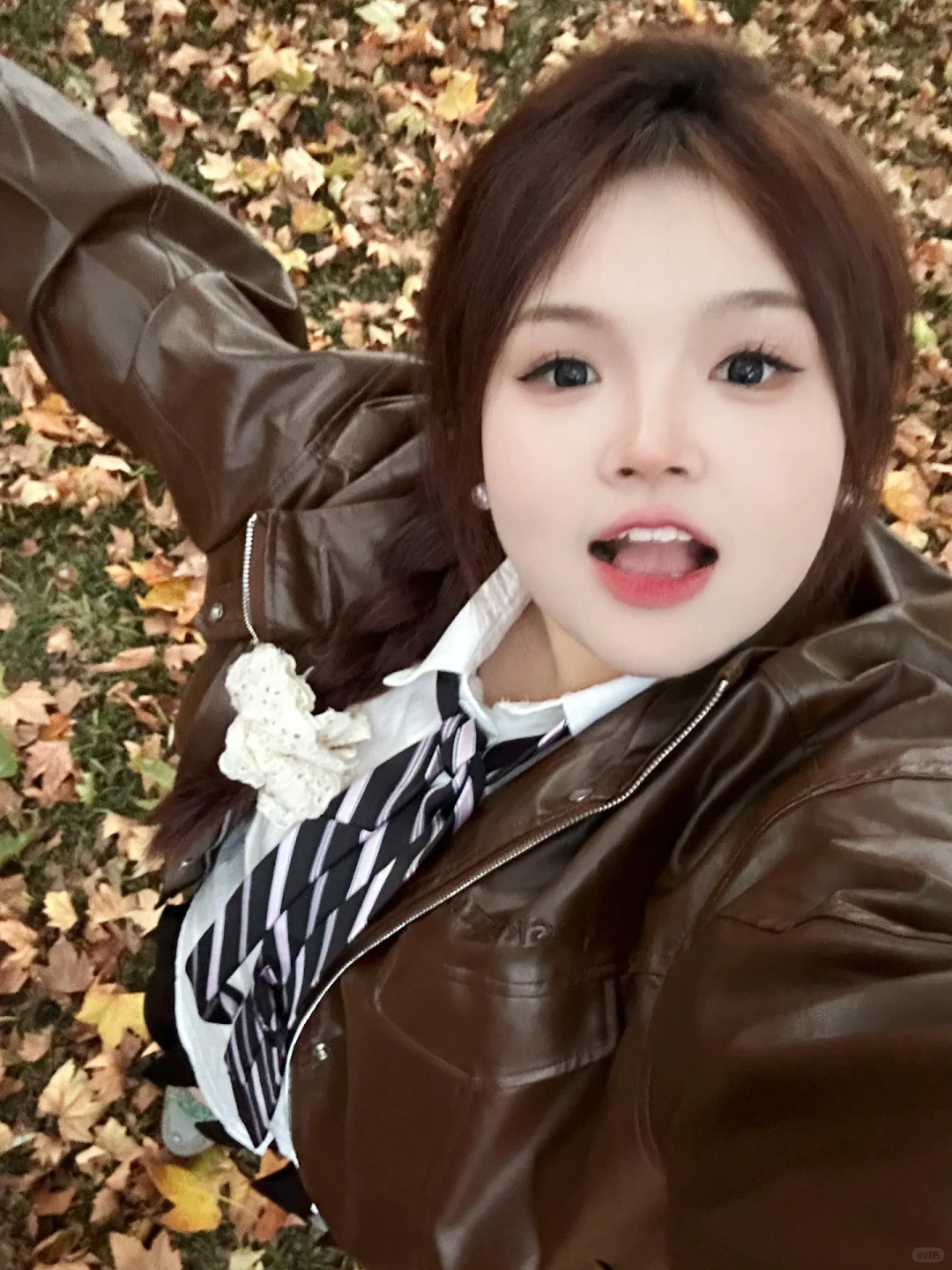 和落叶合个影🍂🍂