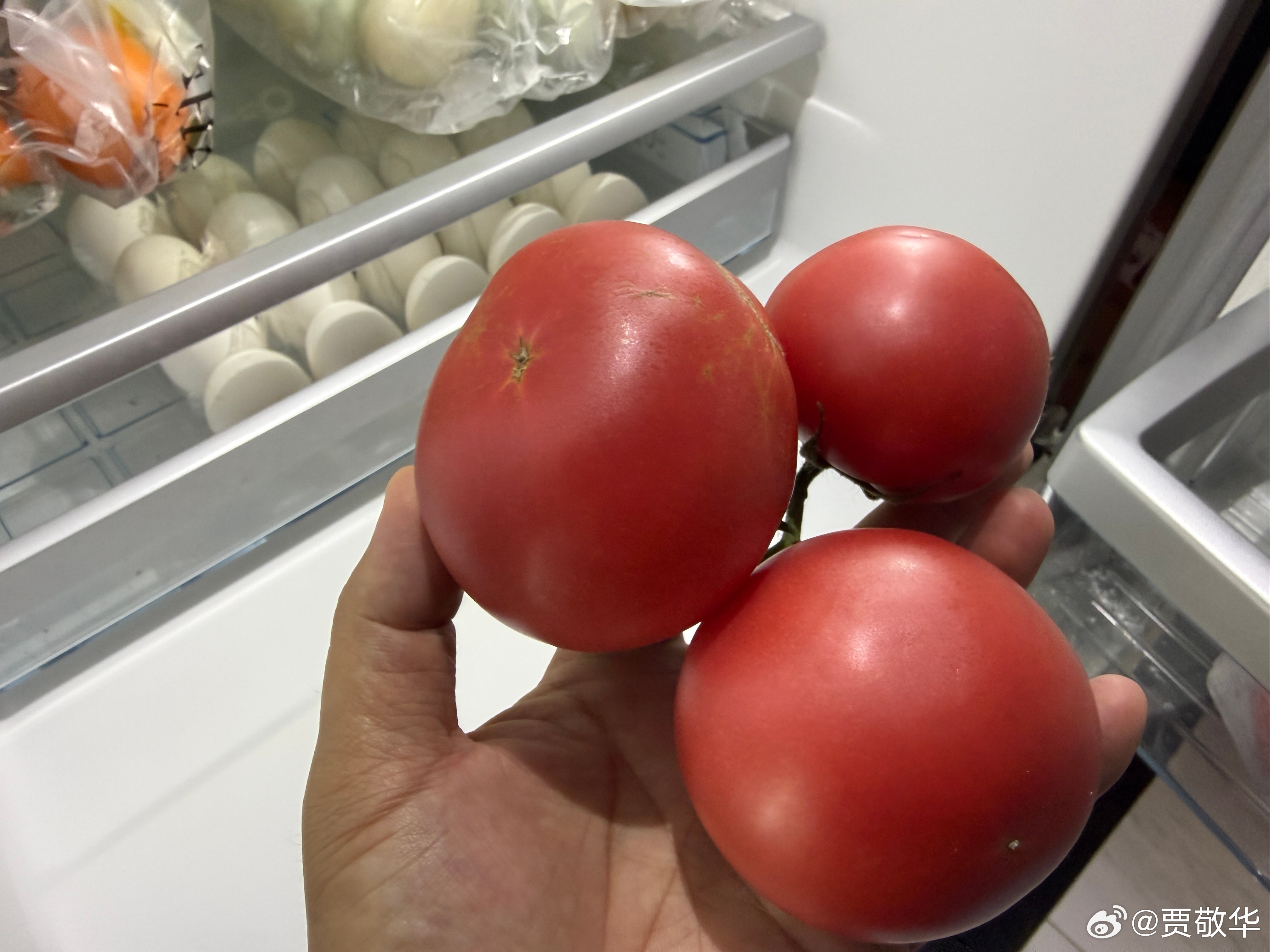 刚才去菜市场买菜，西红柿9块钱一斤，苹果才5块钱一斤。买了3个西红柿，8块钱，真