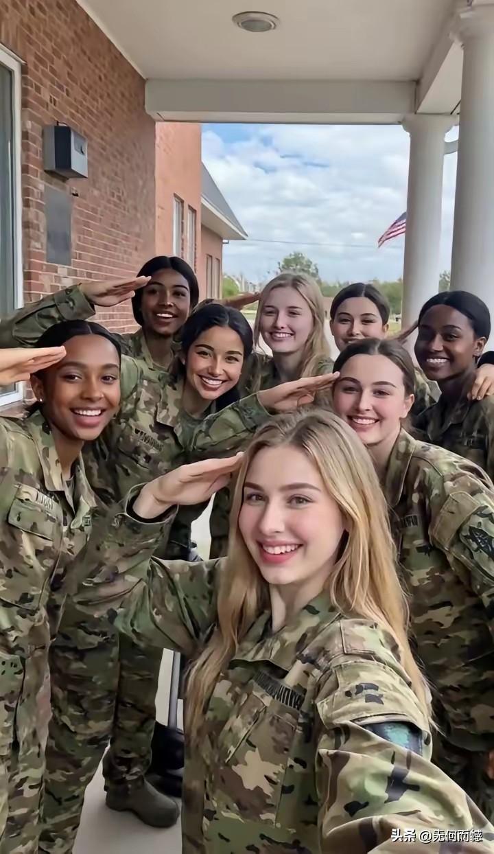 美国的女兵，颜值比较高，身体长得也比较结实，看起来也都是乐乐呵呵，没心没肺似的，