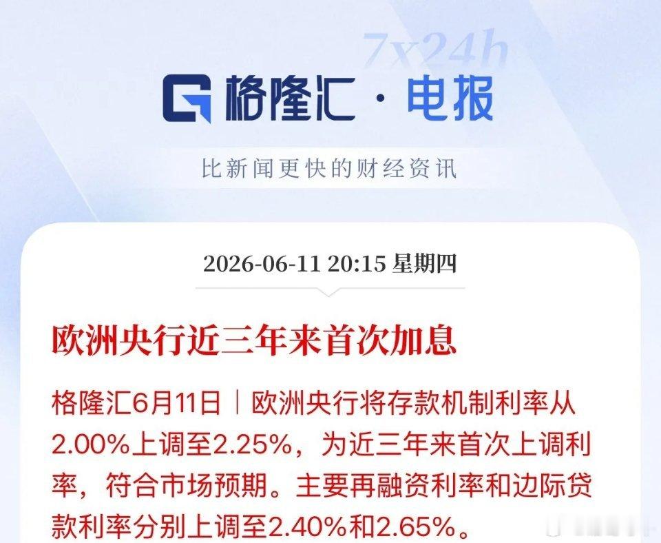 加息25个基点！欧洲央行率先开启“紧缩性”货币政策，这也是三年以来首次加息，油价