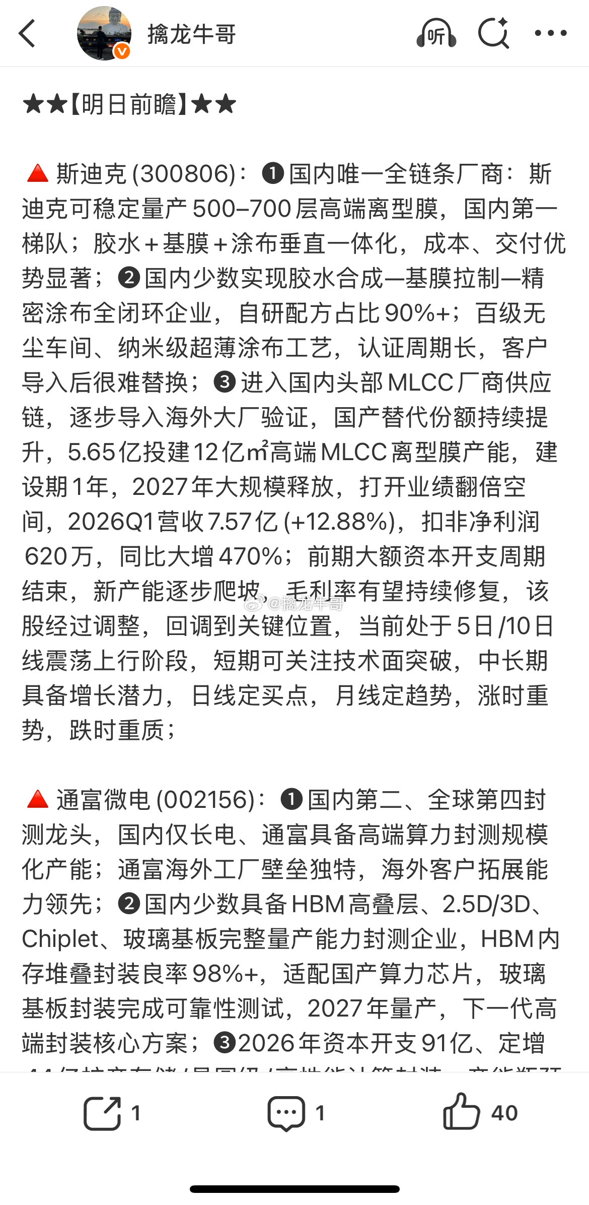 昨天复盘的两只有关注的没 