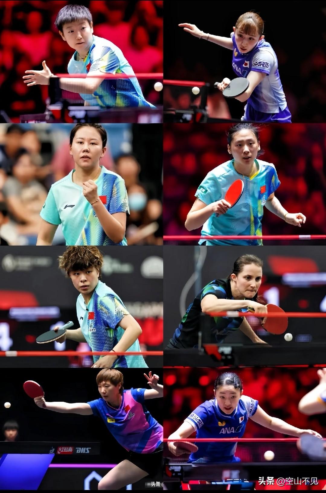 新加坡大满贯男女单8强
女线，中国女乒8强占了5席，一如既往的稳，可惜了蒯曼和朱