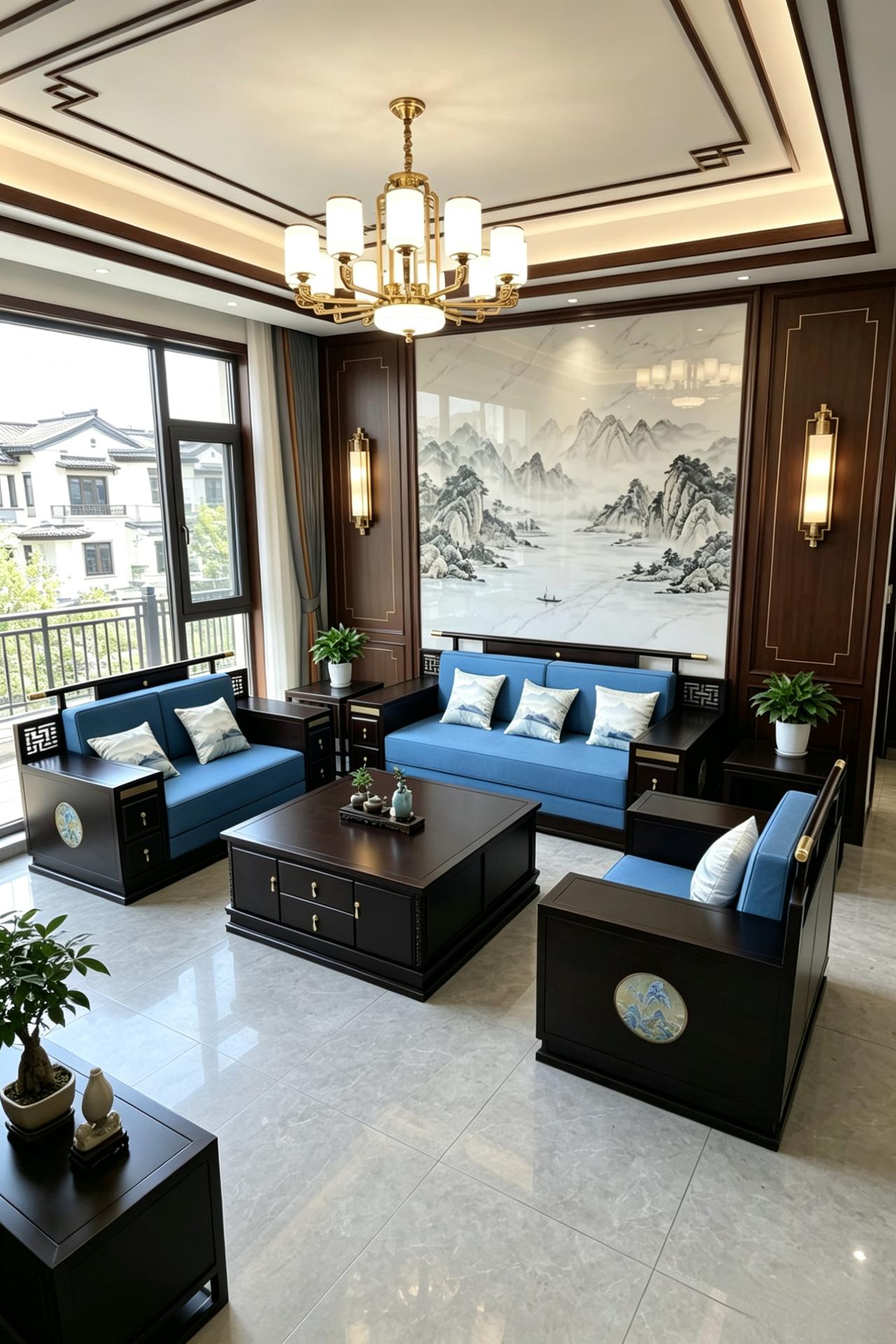 新中式家具 新中式沙发 全屋定制家具 客厅搭配 国风古韵