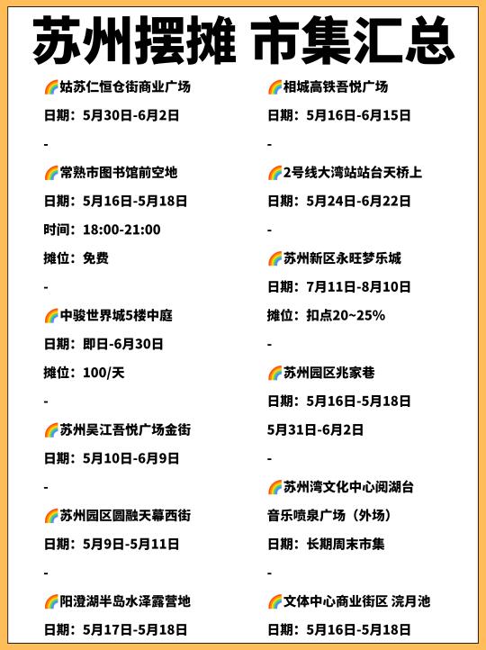 想在苏州摆摊！谁还不知道这些市集要开啦