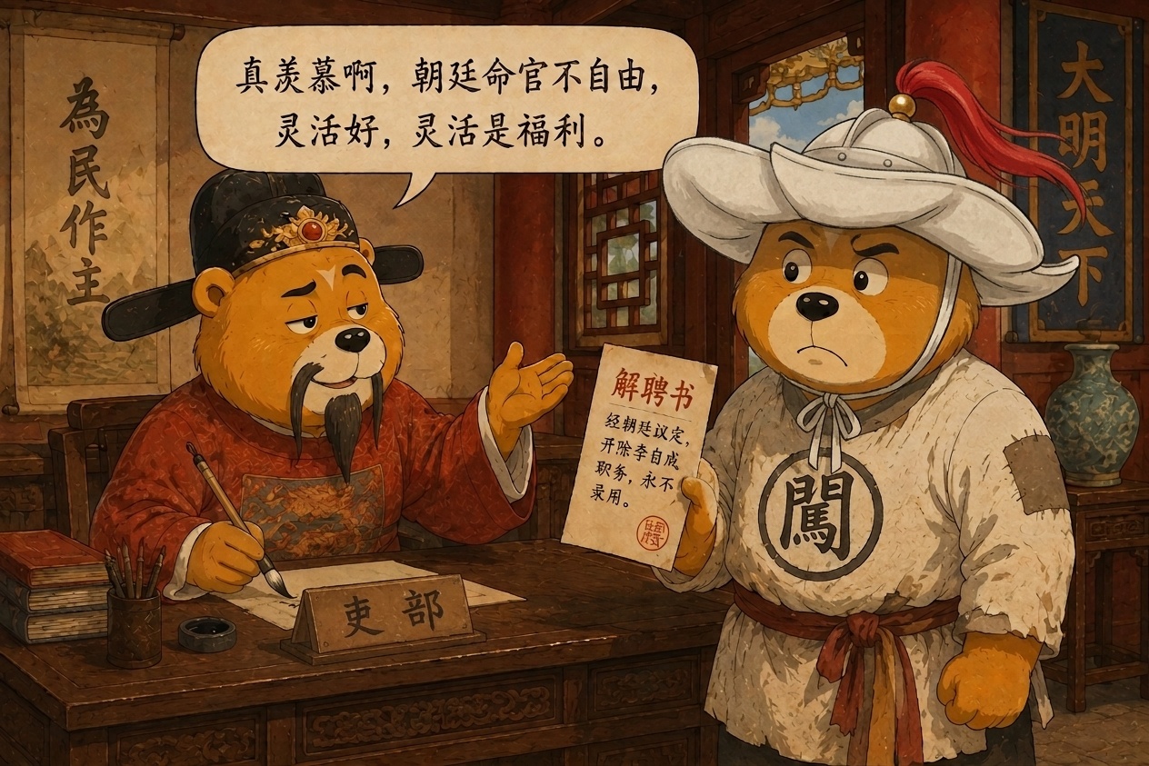 朝廷命官不自由，灵活就业好啊，灵活本身就是一种福利。大展熊图