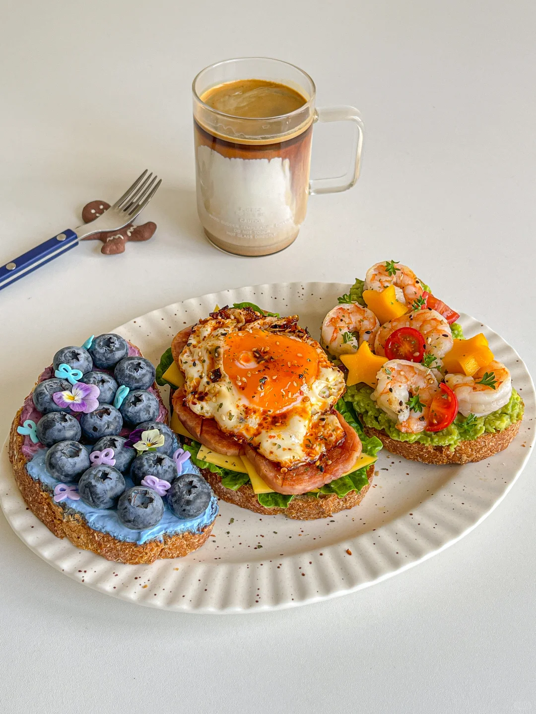 元气brunch🍳开放式欧包三明治3拼🥪拿铁☕️
