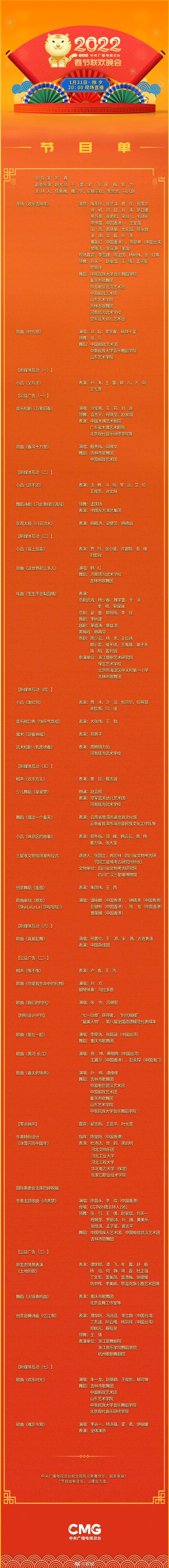 2022年央视春晚节目单来咯，有你喜欢的嘛[送心] 