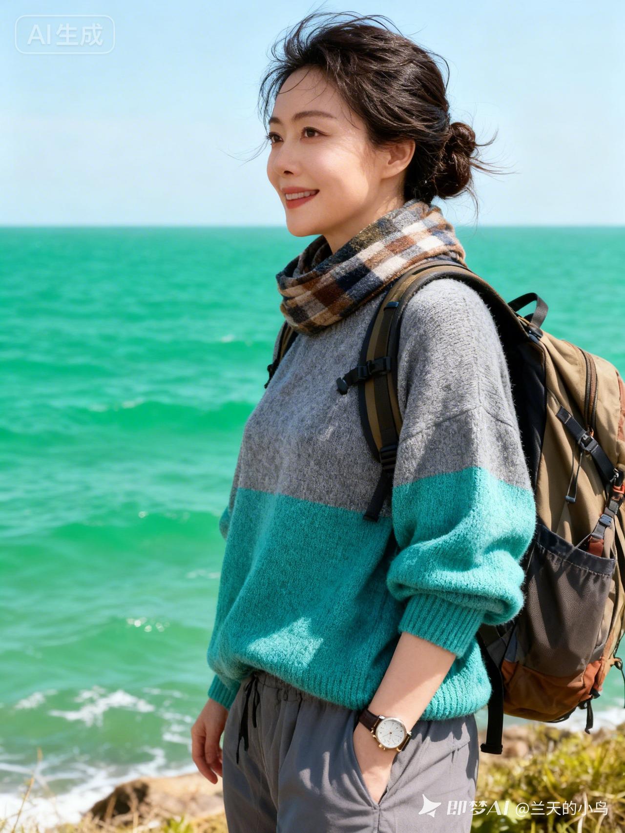 海边漫步，阳光正好，心情舒畅！🌊😊