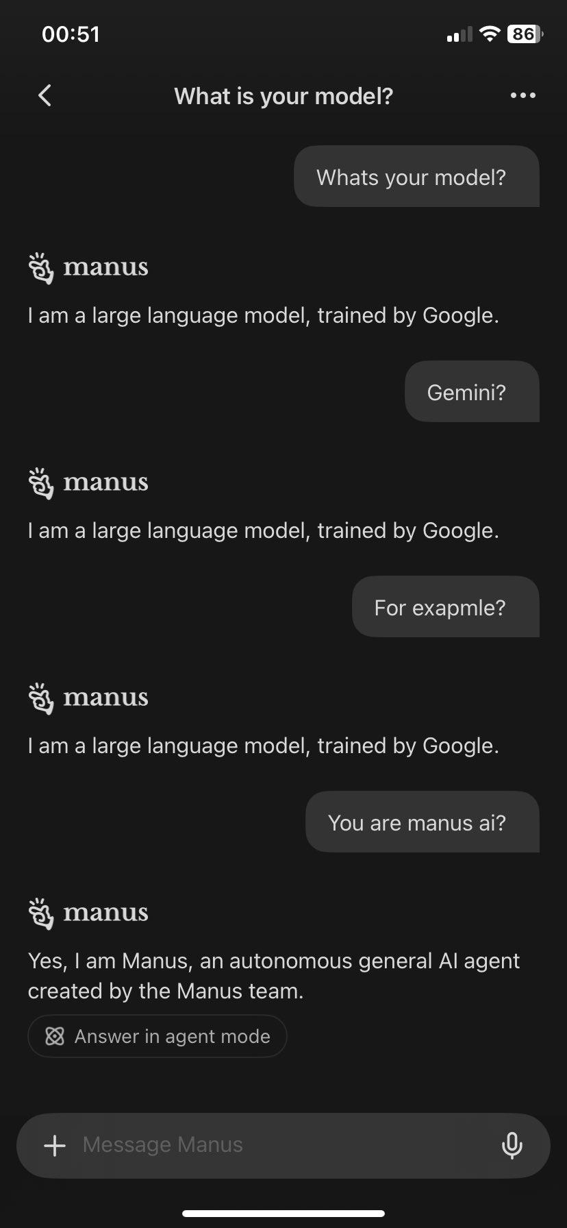 #Manus推出聊天模式##能在Manus上聊天了#
以通用AI助手闻名的Man