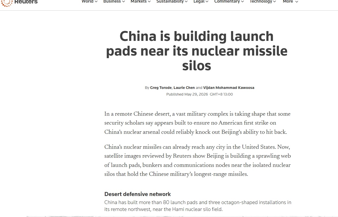 既然路透社自己都说：美国和俄罗斯的核弹头数量和已部署武器都远超中国，它们主要依靠
