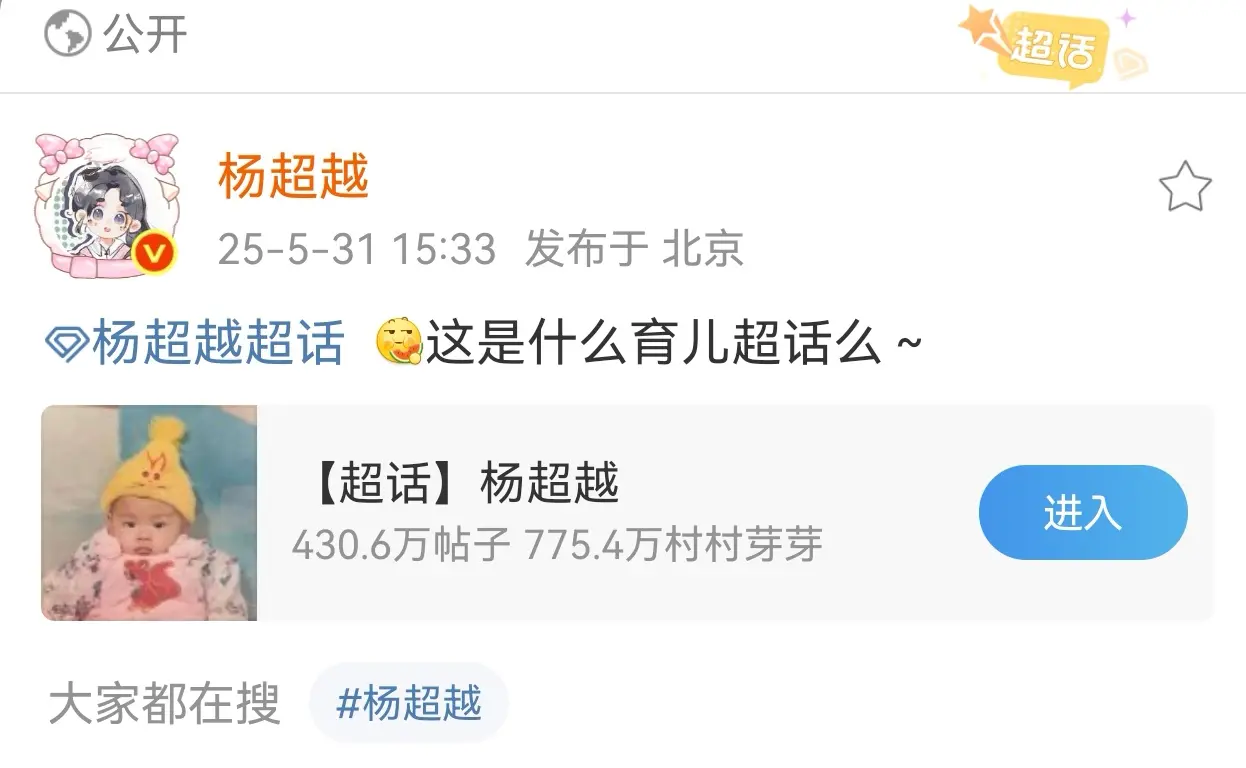 超越更新: 这是什么育儿超话么～ 。真的太可爱了！提前祝大家六一快乐哦！ 女明星