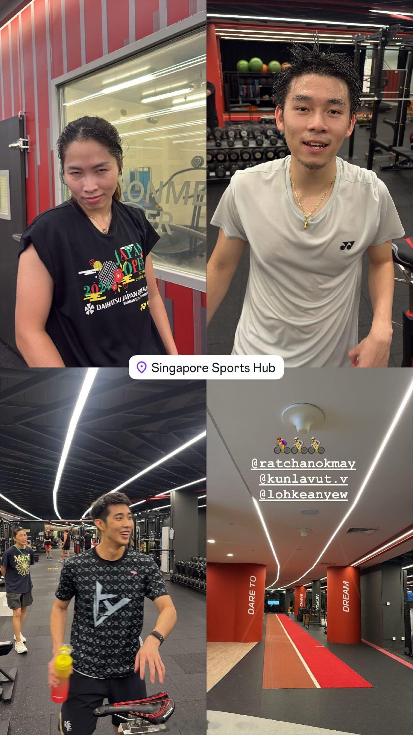 昆拉武特&因达农在新加坡🇸🇬和骆建佑一起备战2025年世界羽毛球锦标赛 ​​