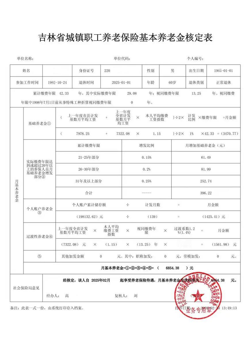 网上的一张长春市退休职工工龄42.33年的核定表，大家看看有什么特殊的？
许多人