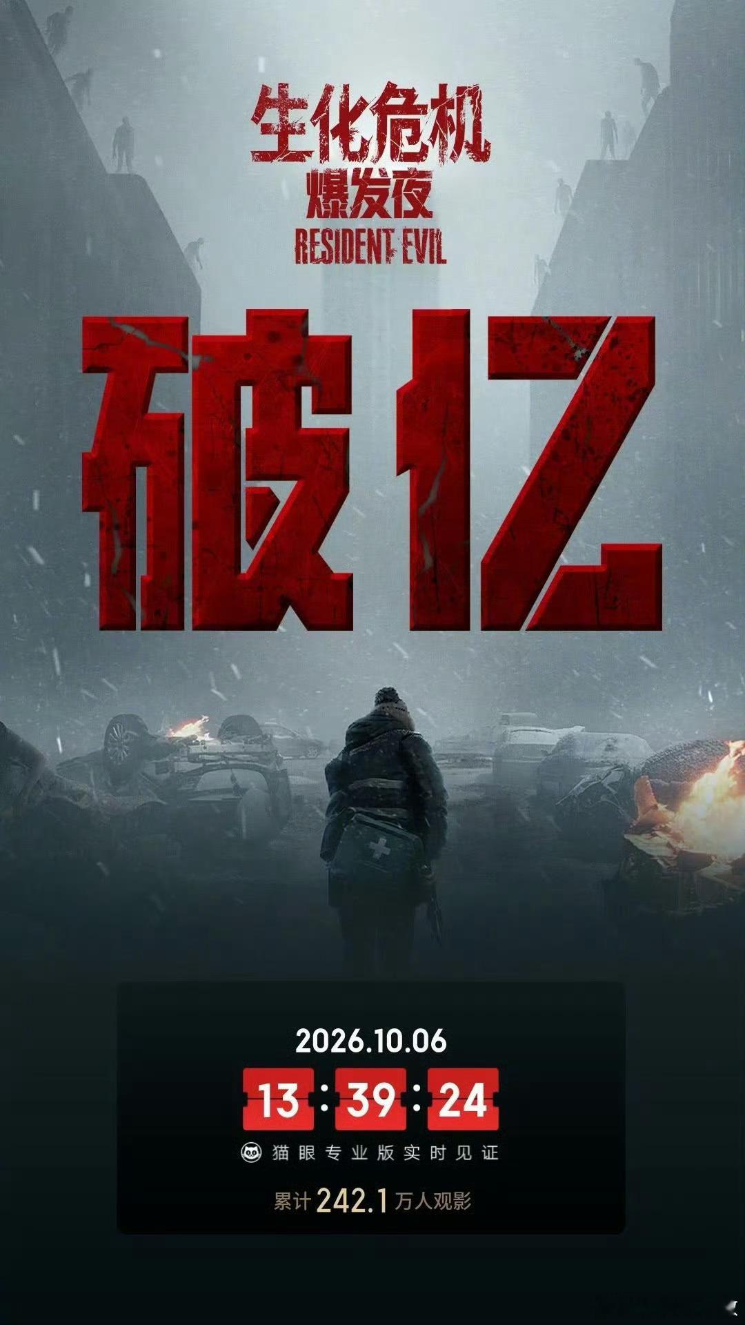 生化危机爆发夜票房破亿《生化危机：爆发夜》中国内地票房最新突破1亿元。那个那个那