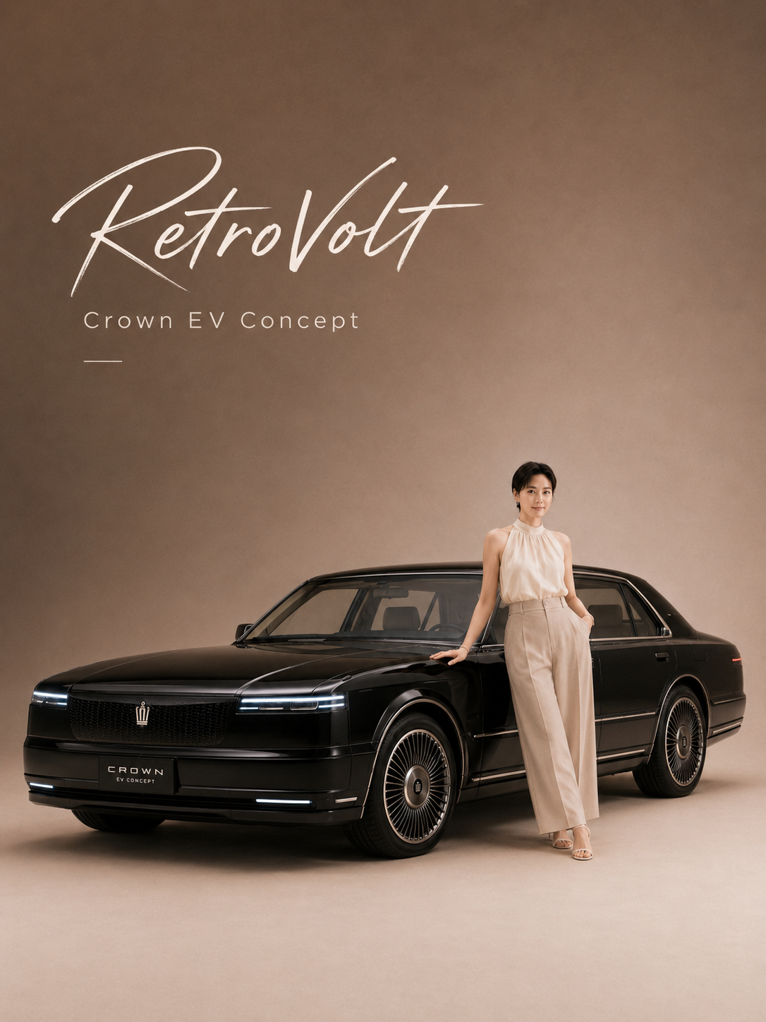 正所谓优雅永不过时，老皇冠在新能源时代（RetroVolt作图 非官方哈） 