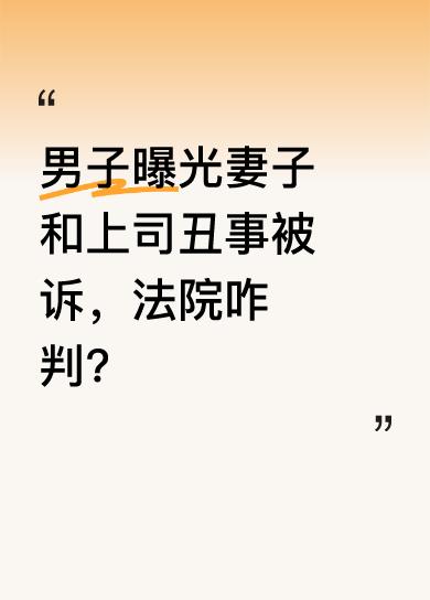 上海浦东一男子发现妻子和其上司有染 5 年，愤而离婚。之后他收集两人不雅照和聊天