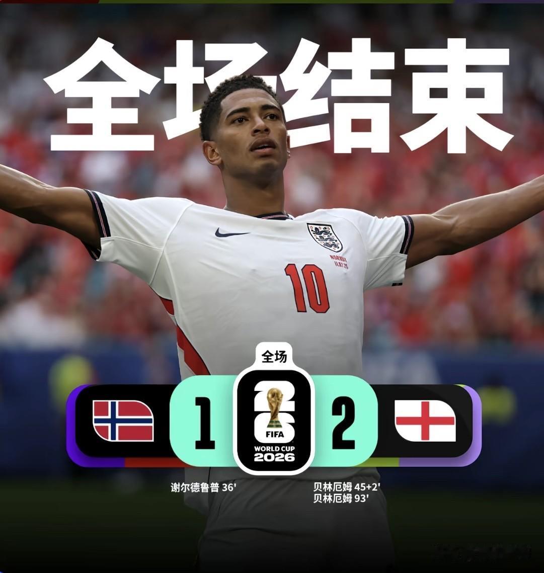 三狮军团，挺进四强！挪威两次砸横梁，英格兰命真硬！2026美加墨1/4决赛，挪威
