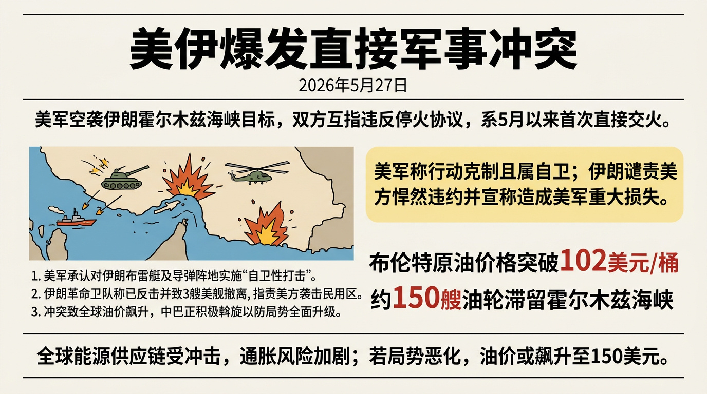 美国伊朗开始爆发直接冲突得，又来了！不过按照当下美伊谈判中双方核诉求始终无法达成