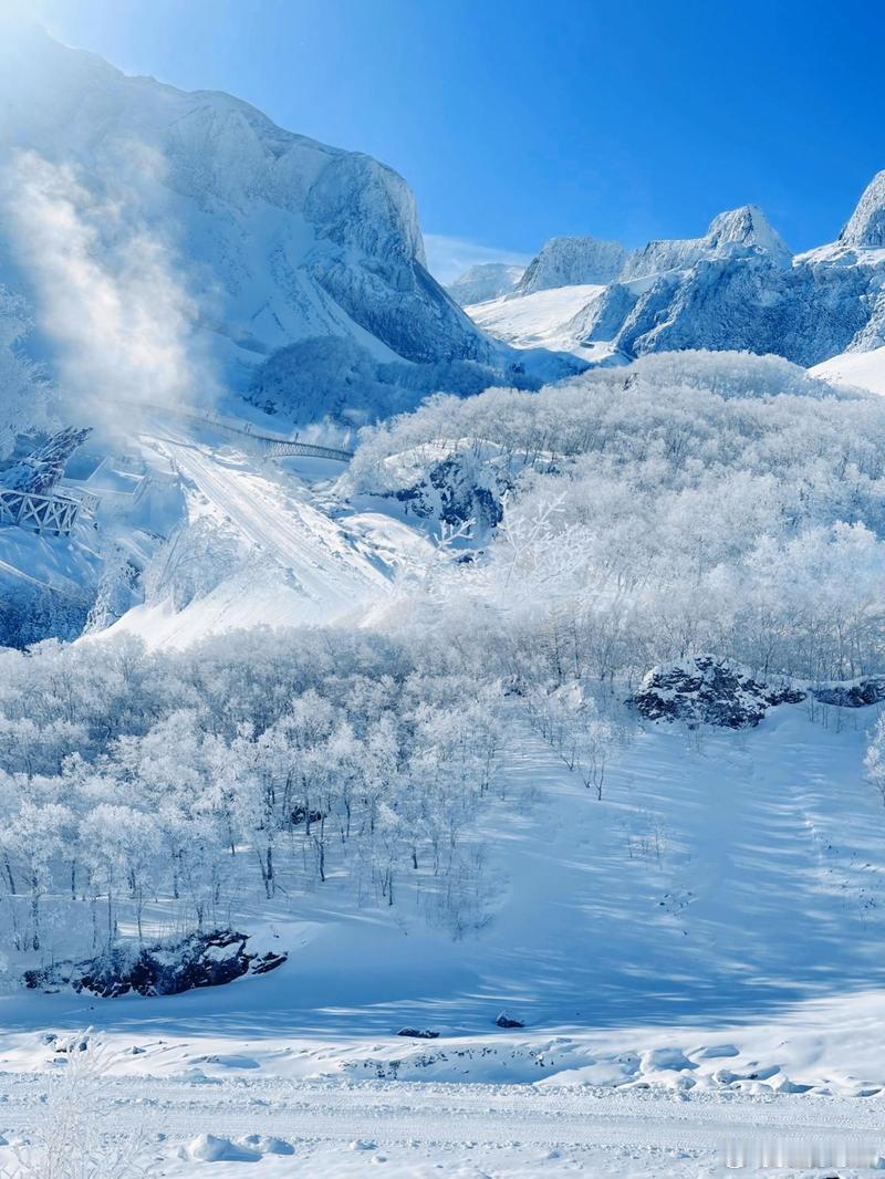 ✨冬日里的长白山，是一片神秘而壮阔的白色童话世界，这里的雪山魅力让人难以忘怀。今