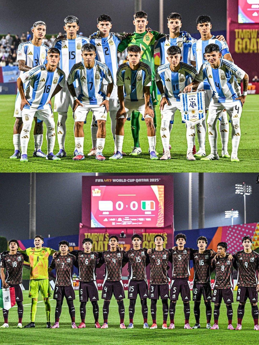 阿根廷vs墨西哥点球大战，阿根廷队第一个主罚未进，墨西哥全部罚进。最终墨西哥u1