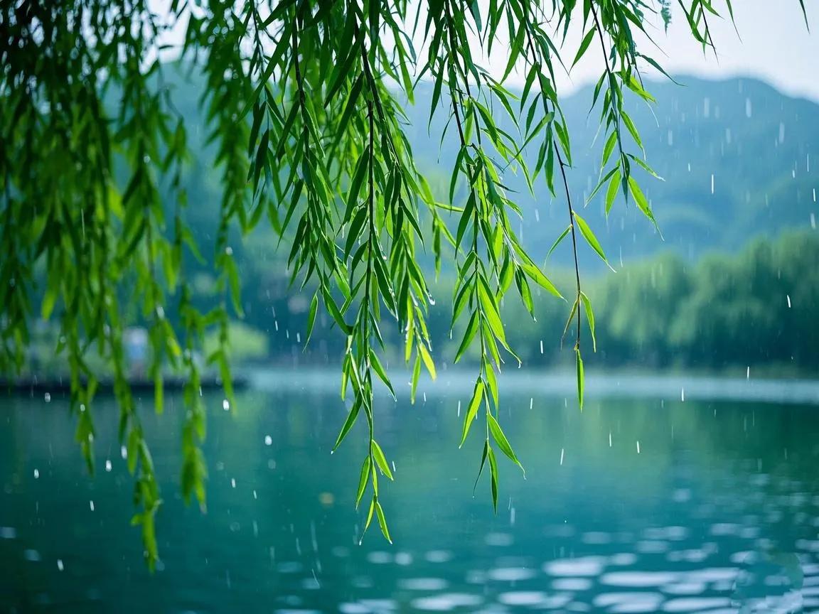 上联：半帘时雨柳盈堤
下联：[玫瑰][玫瑰][玫瑰][玫瑰]