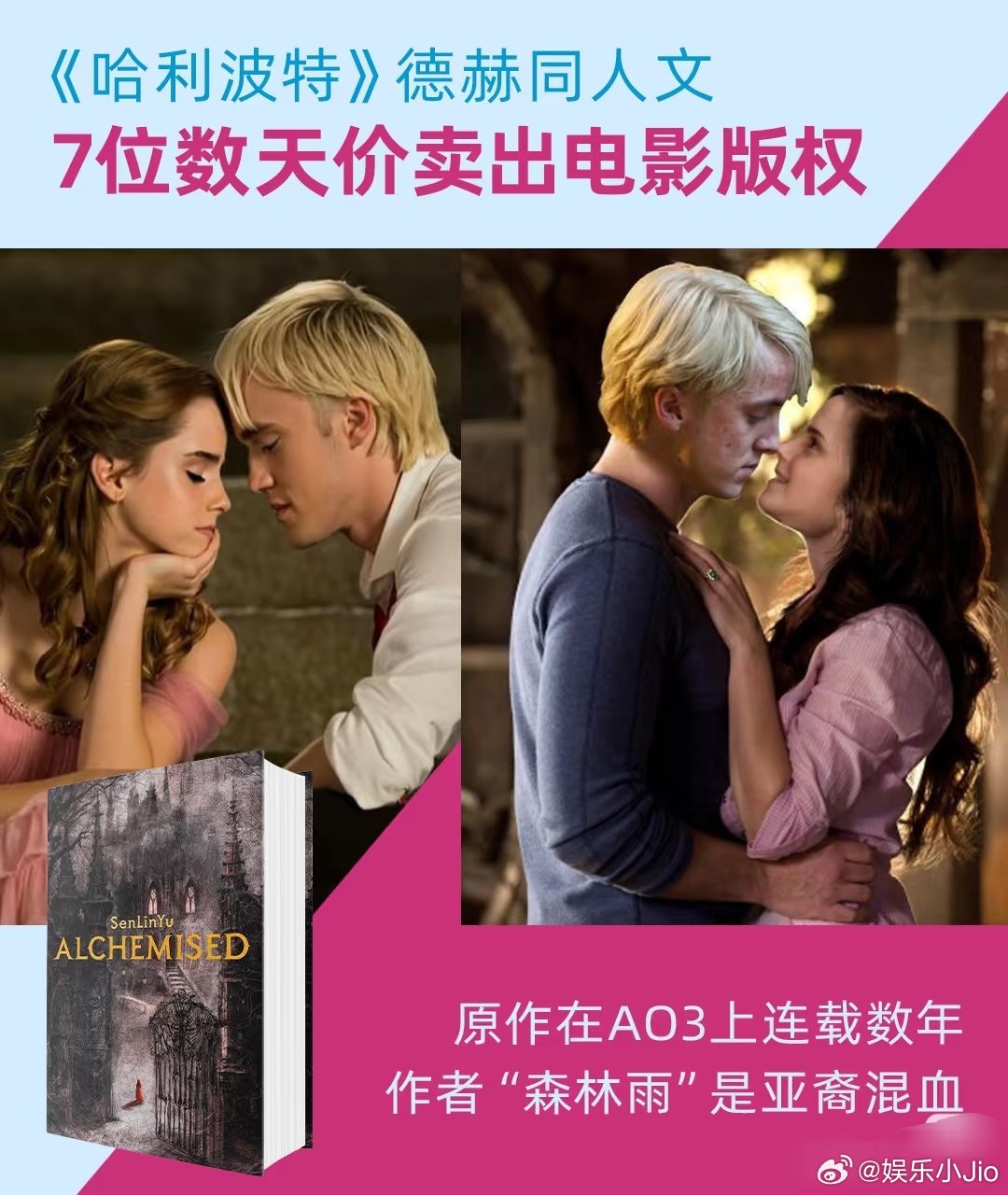 《哈利波特》德赫同人文《Alchemised》被传奇影业用300万美元收购了影视