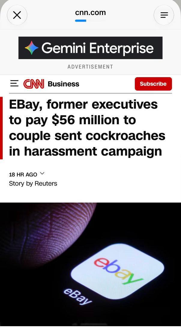 eBay就"骚扰恐吓自媒体"丑闻和解，赔偿5570万美元eBay及其部分前高管周
