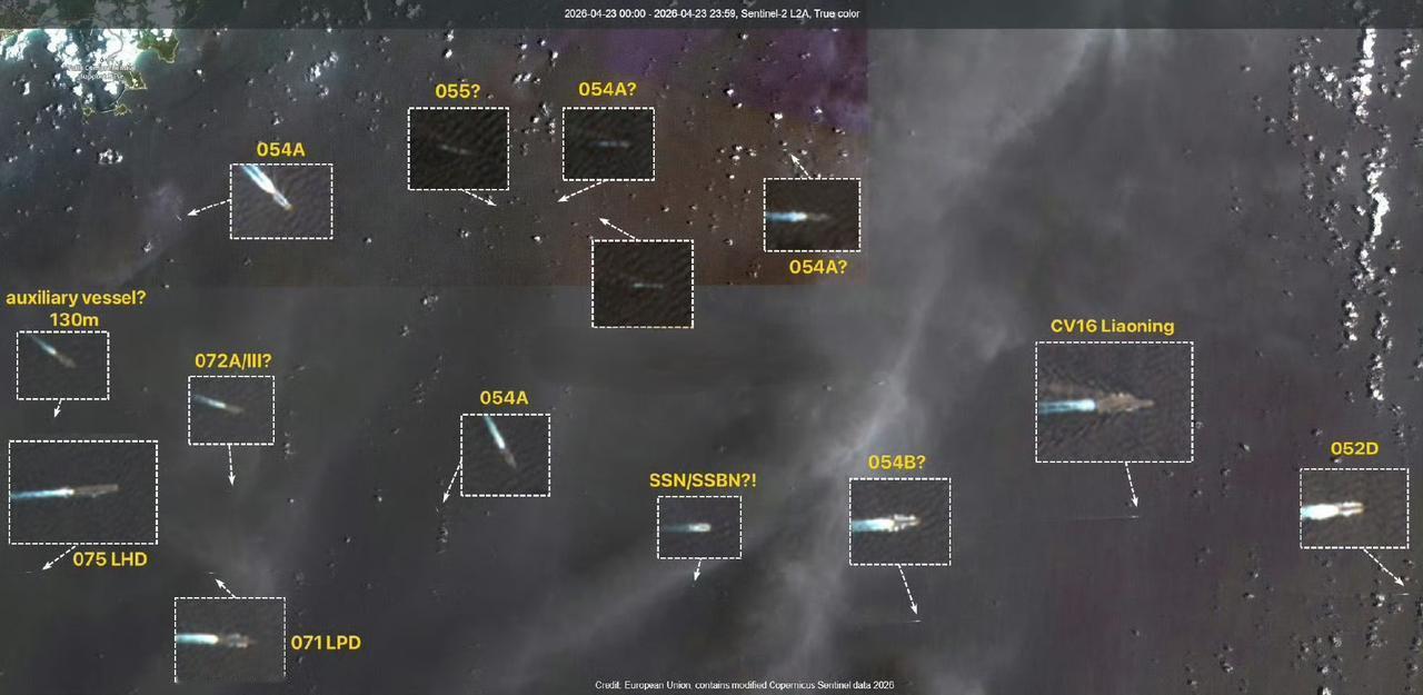 中国海军“辽宁”舰大编队和“遵义”舰编队似乎都美日“肩并肩”演习构成了左右夹击的