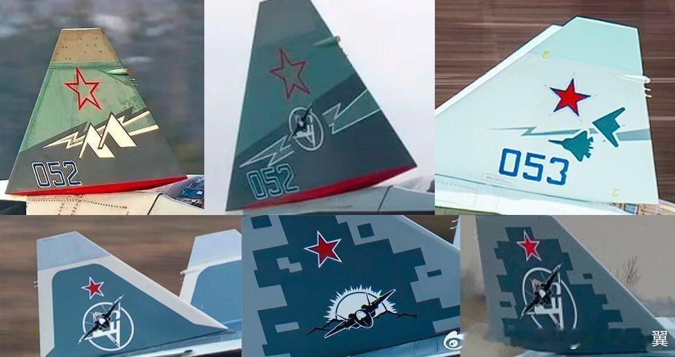 苏-57各架原型机的垂尾涂装，与各自承担的试飞任务有关烽火问鼎计划 ​​​