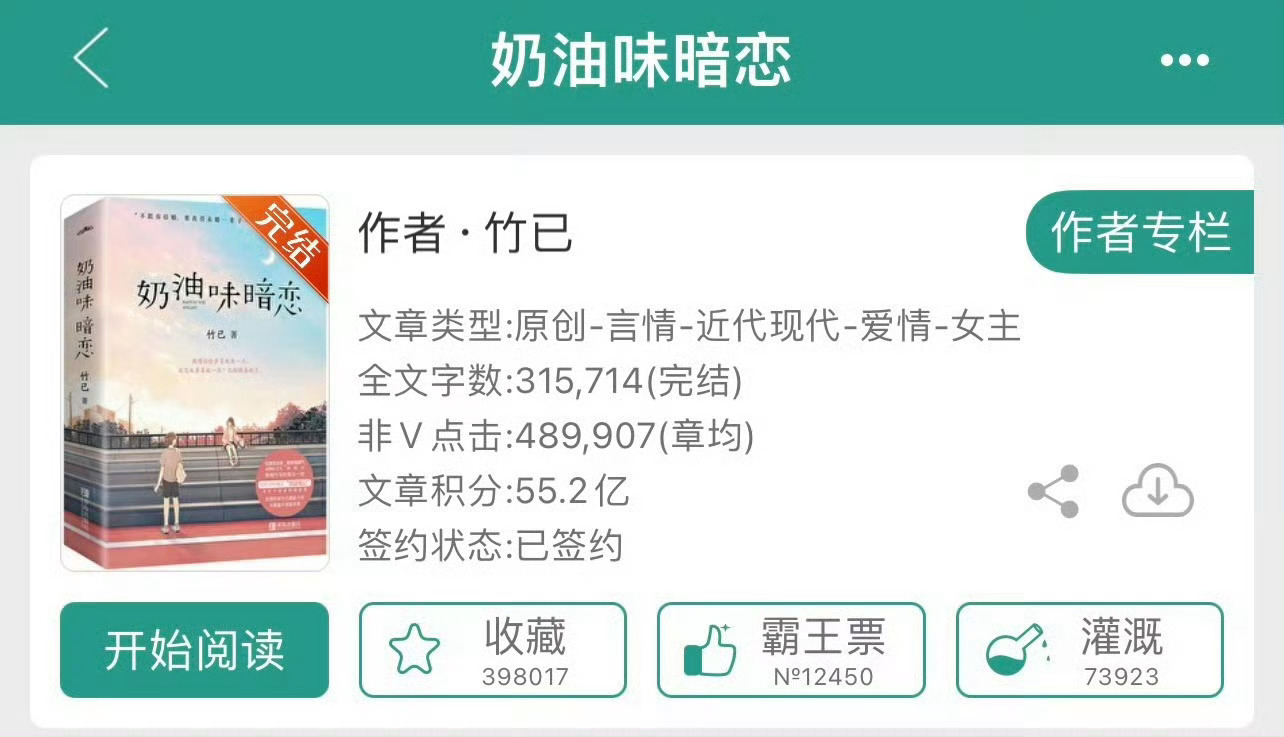 小说推荐：《奶油味暗恋》 作者:竹已简评：娇俏女主vs傲娇少年，青梅竹马，欢喜冤