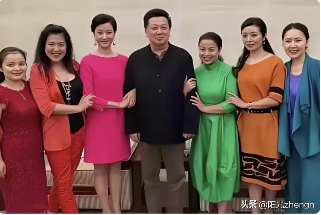 在这张照片里，一眼就看到了穿玫粉色连衣裙的宋祖英。

她往那儿一站，整个人就透着