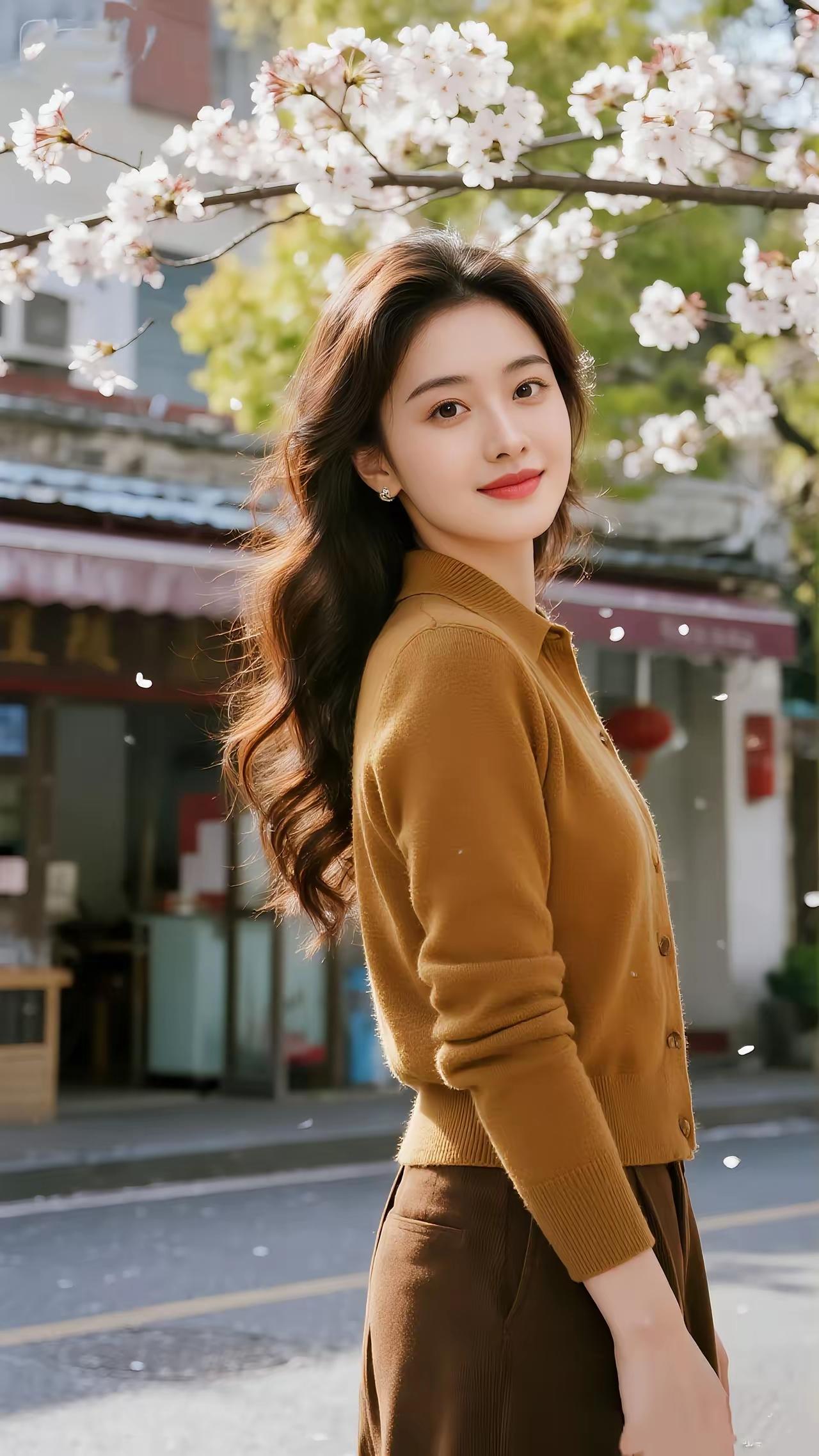 春日暖阳下，少女与樱花共舞