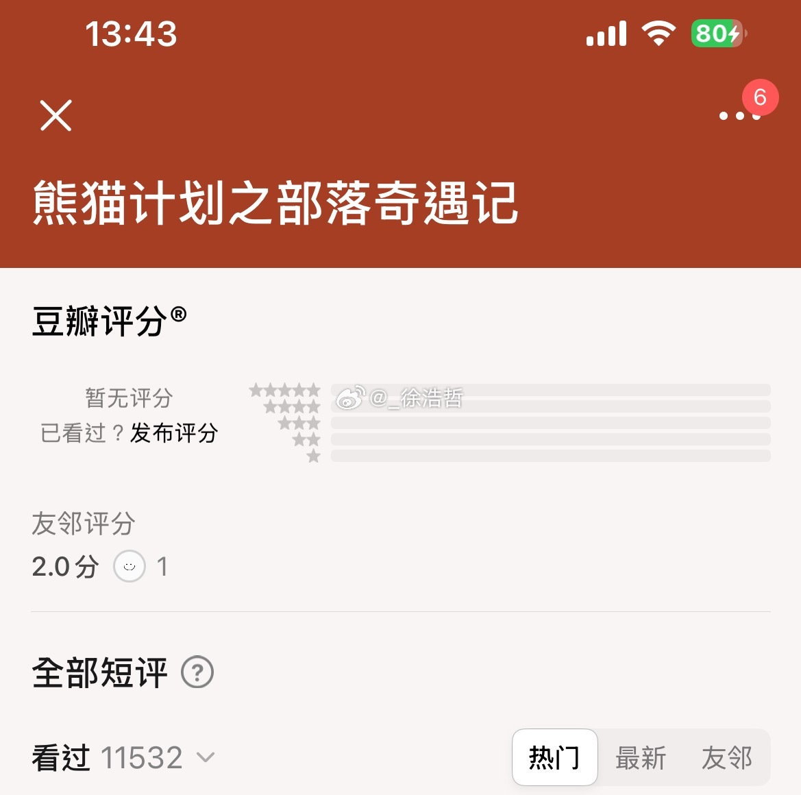上映15天 票房2.5亿+ db短评已超过1.2w 却一直没开分等下我就去审判一