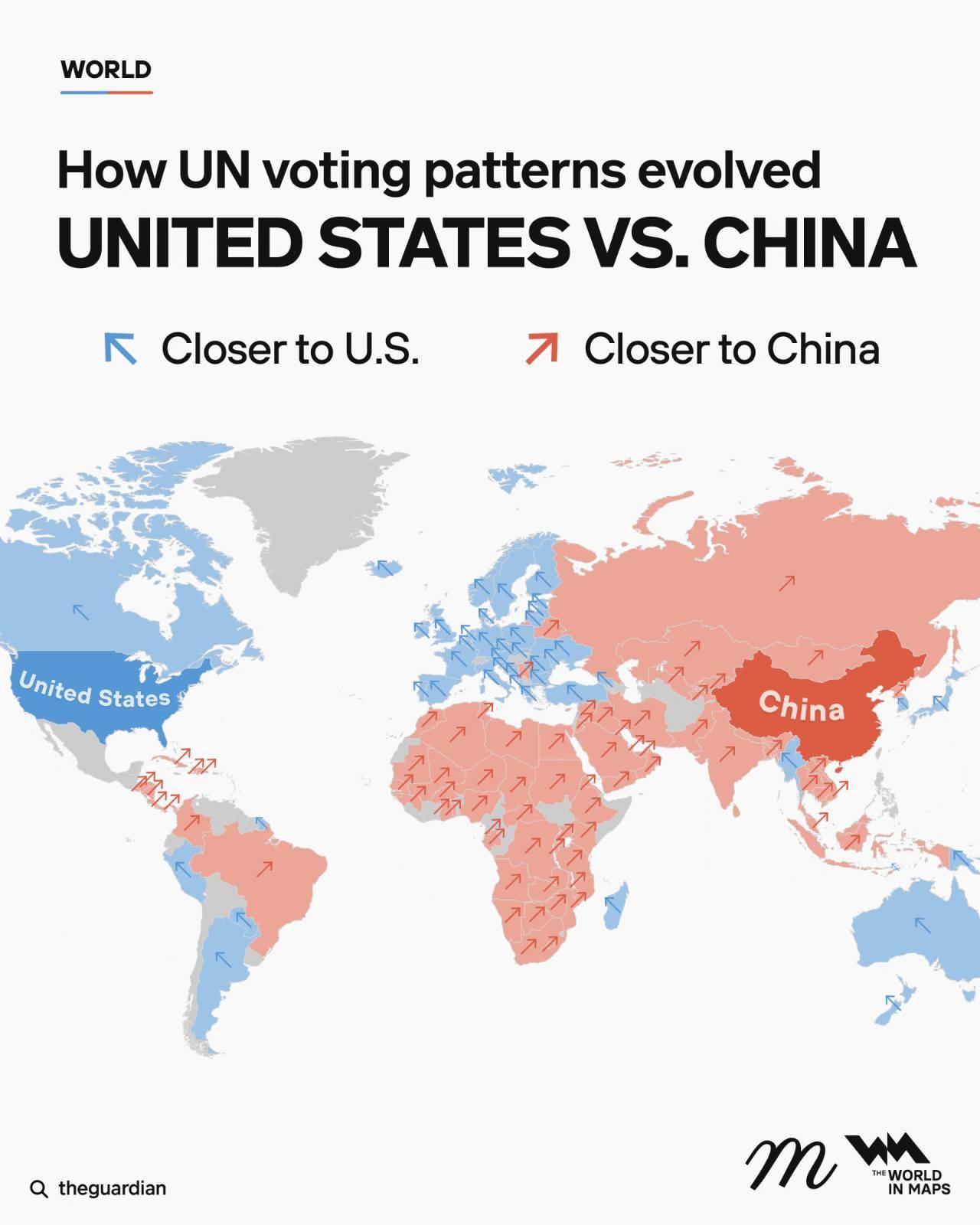 从联大投票看，美印是对手，中印是盟友！

英国《卫报》整理的联合国成员国在联合国