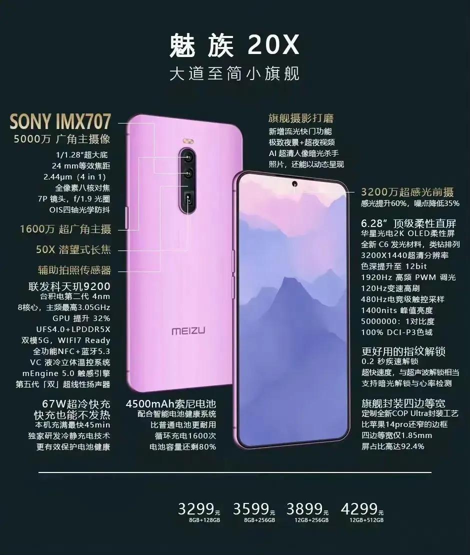 这个魅族20X太假了，这个配置也不可能；魅族大概率是不会去涉局3k以下的市场了，
