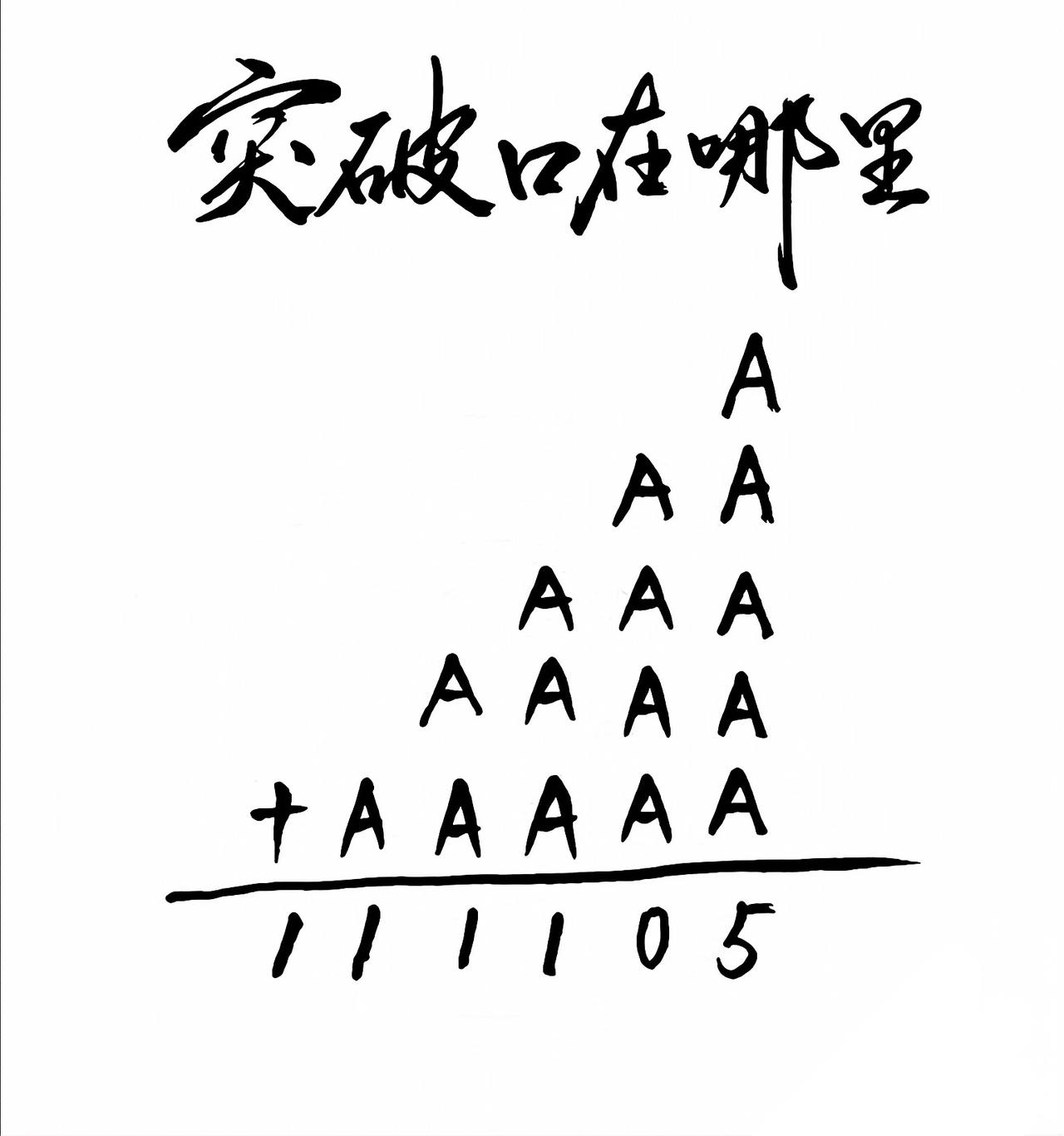 突破口在哪里? 从个位数看A应该是奇数，从万位数看，要进位，直接代入9试试。填数