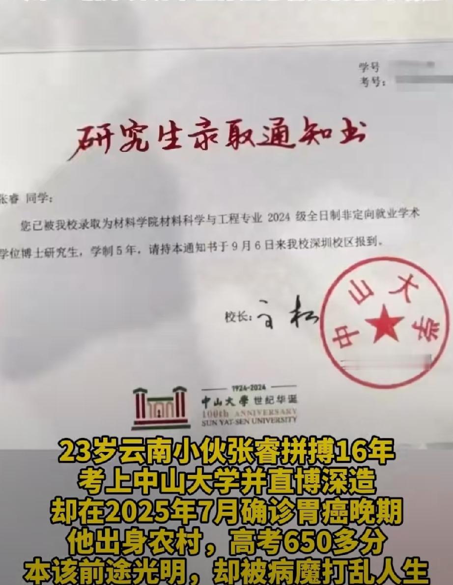 张睿出生于云南昭通巧家县农村，家乡除了大山还是大山，靠着刻苦学习，以650分的成