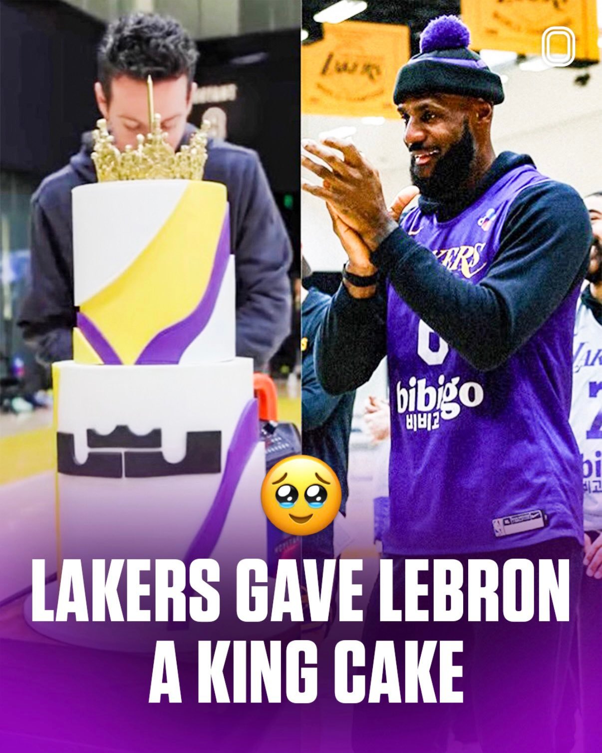 #湖人全队送詹姆斯皇冠蛋糕# 41岁生日快乐👑湖人全队训练后为詹姆斯庆生，皇冠