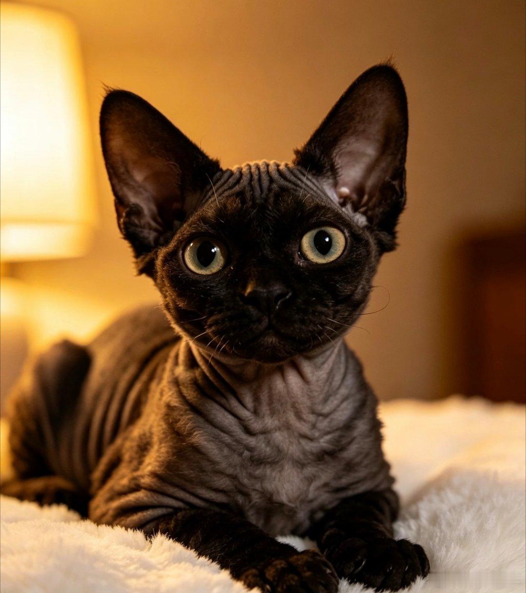以防你对无毛猫没概念  褪去绒毛的无毛猫，是天生粘人的小精灵。皮肤温热柔软，总爱