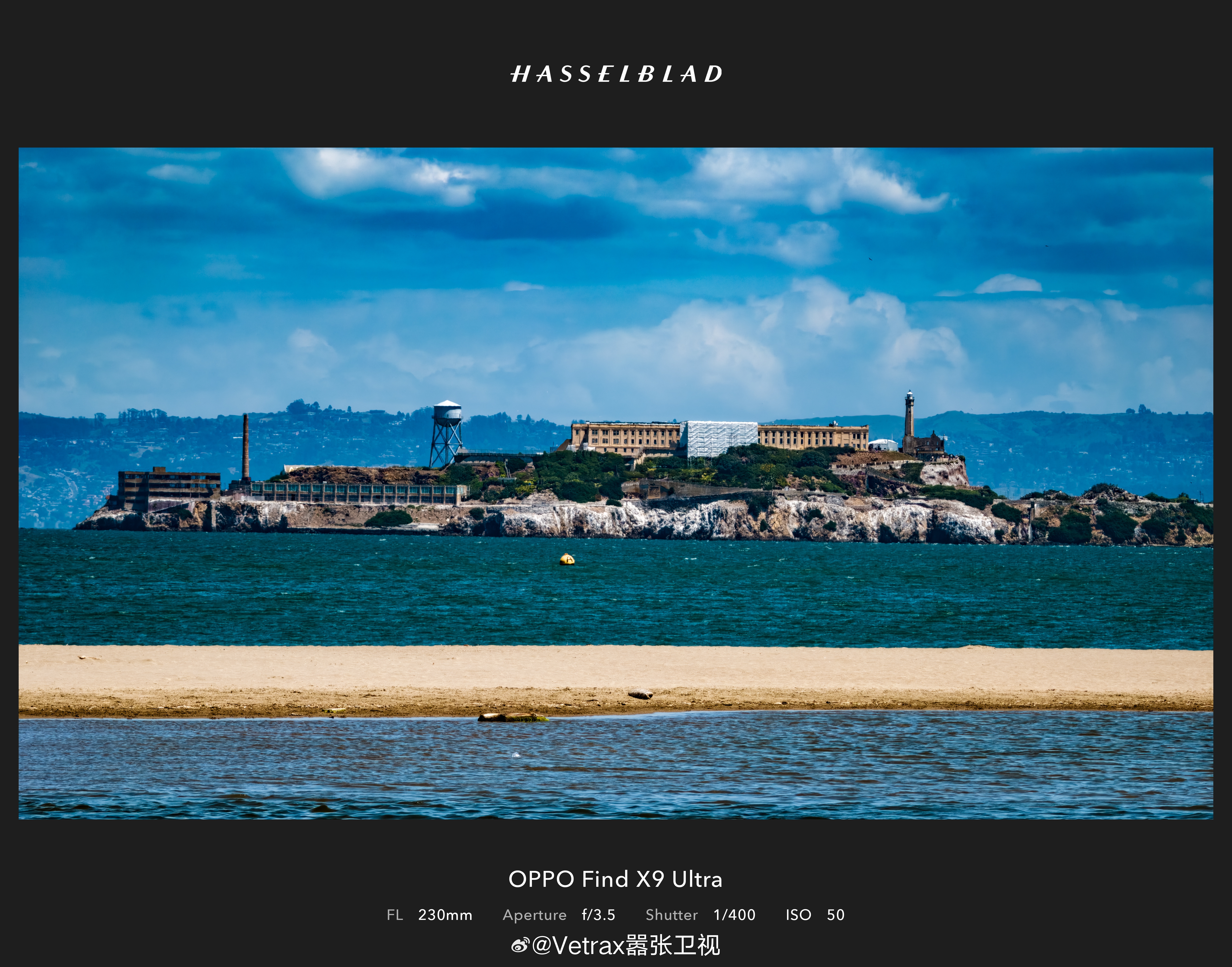 远处的恶魔岛。 美国·金门散步道