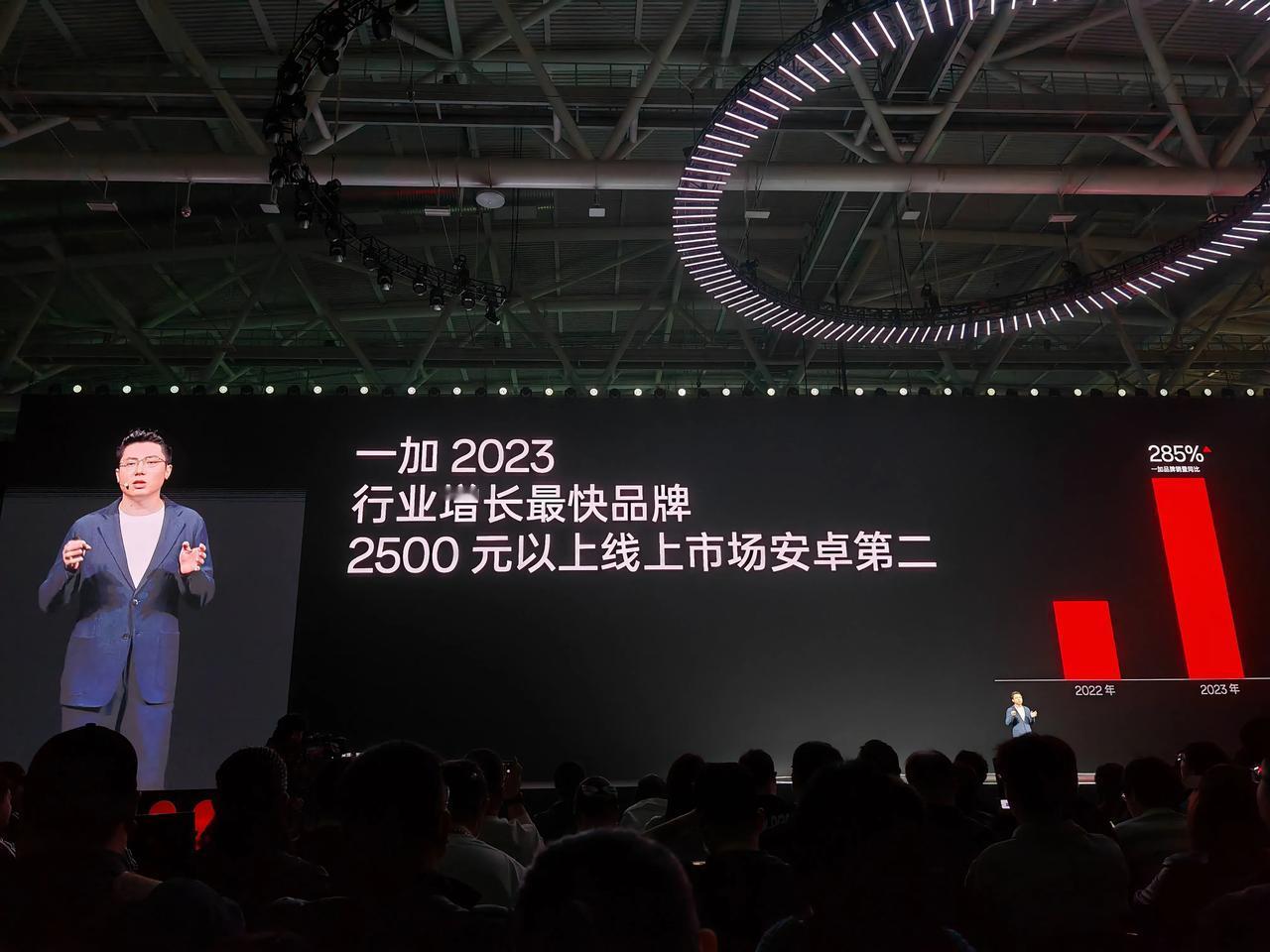 一加目前是线上2500元安卓市场第二，并表示未来三年要做到2000元以上第一。
