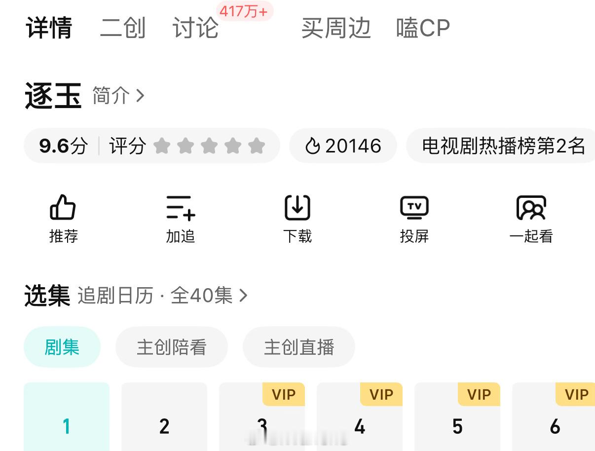 张凌赫田曦薇逐玉双平台讨论量加起来竟然才破500w+了，这部剧还挺幽默的呢？逐玉