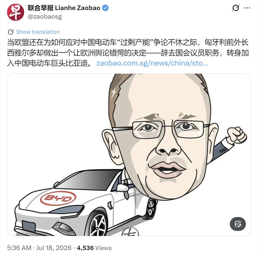 “产能过剩”只是欧盟推行保护政策的说辞？连匈牙利前外长都加入去当高管了？根据新加