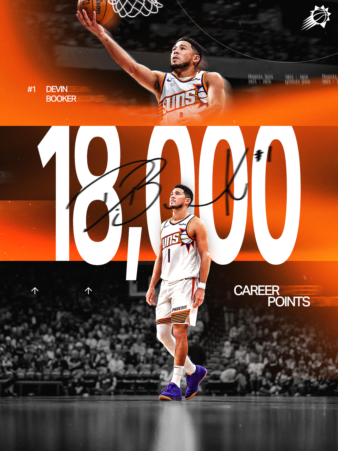 📙 恭喜布克解锁生涯18,000分里程碑，持续闪耀 ✨菲尼克斯太阳 ｜旭日东升