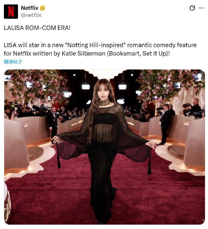 Lisa主演Netflix爱情喜剧片 据外媒，Blackpink成员Lisa将主