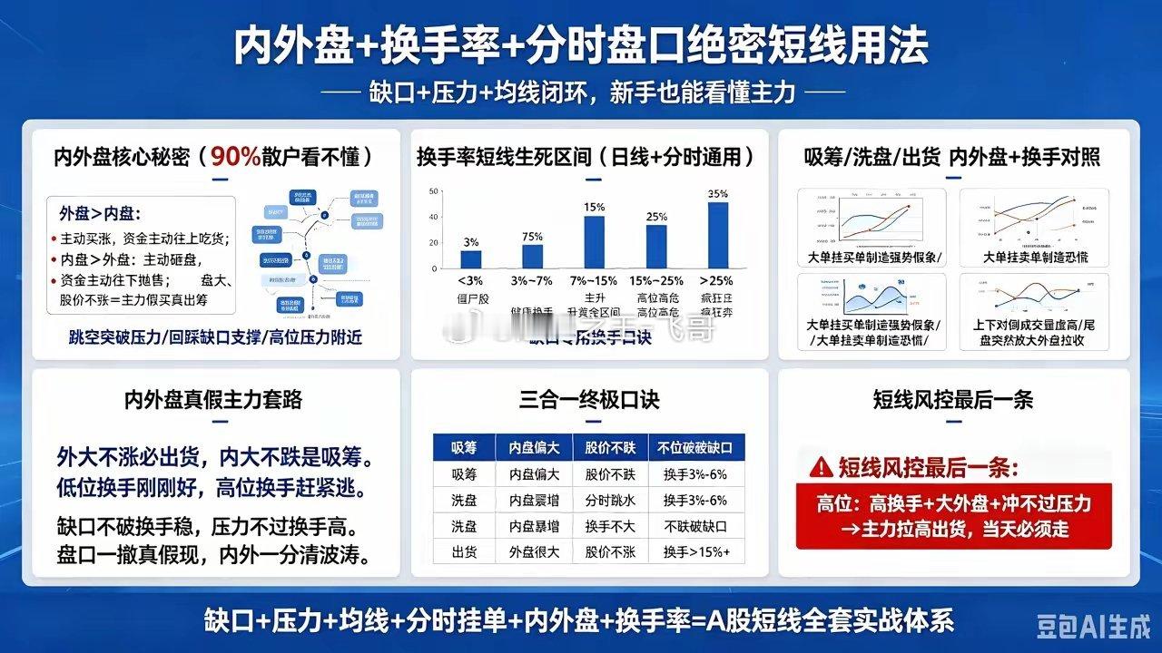 内外盘+换手率+分时盘口 绝密短线用法一、内外盘核心秘密（90%散户看不懂）1.